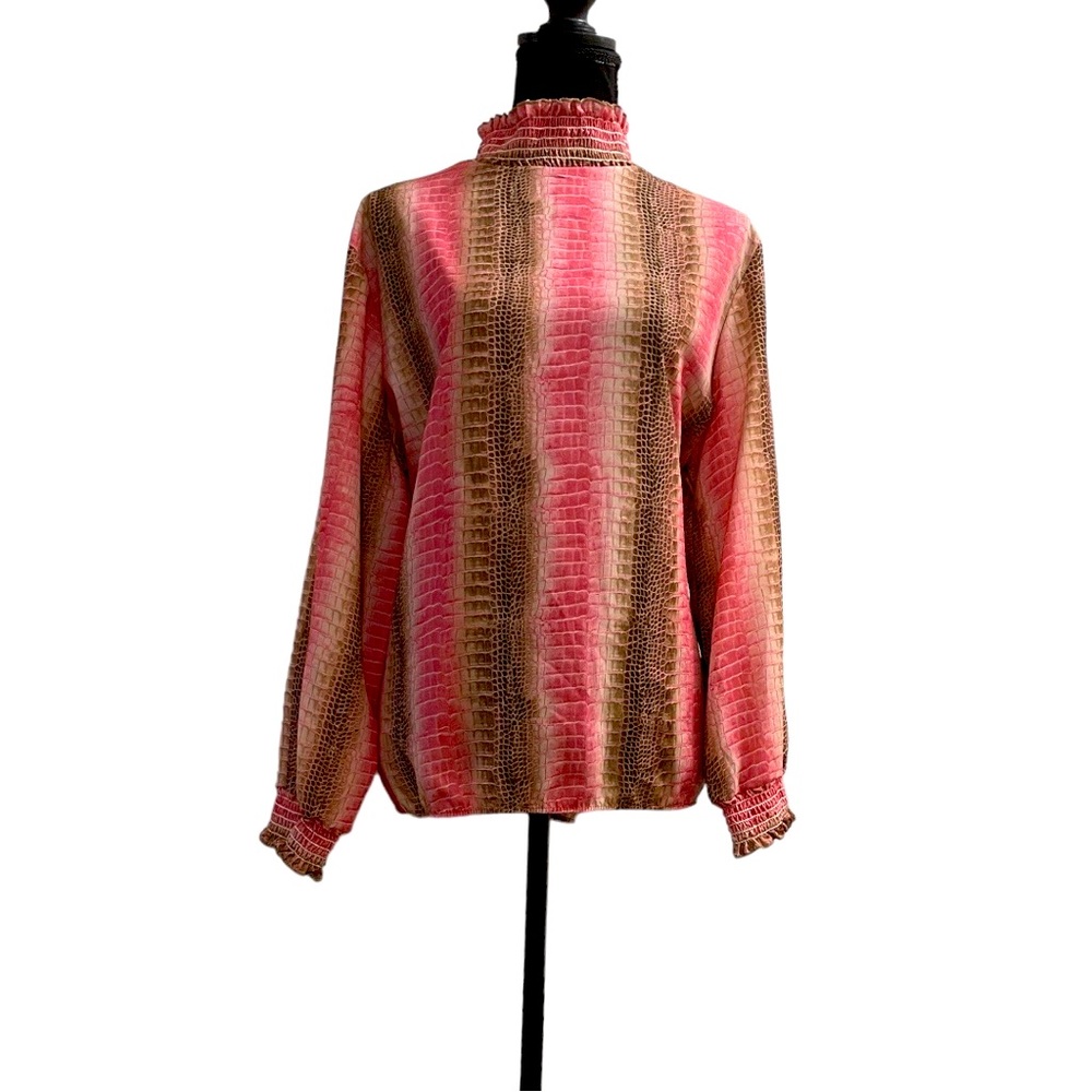 New York & Company Stacy Frati Long Sleeve snake print shirt. Size: XL.